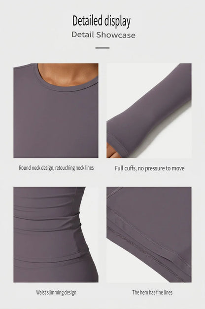 Women's Sports Fitness Clothing Slim Running Sweat Absorbing Skinny Yoga Clothes Quick Drying Clothes Long Sleeved T-shirt