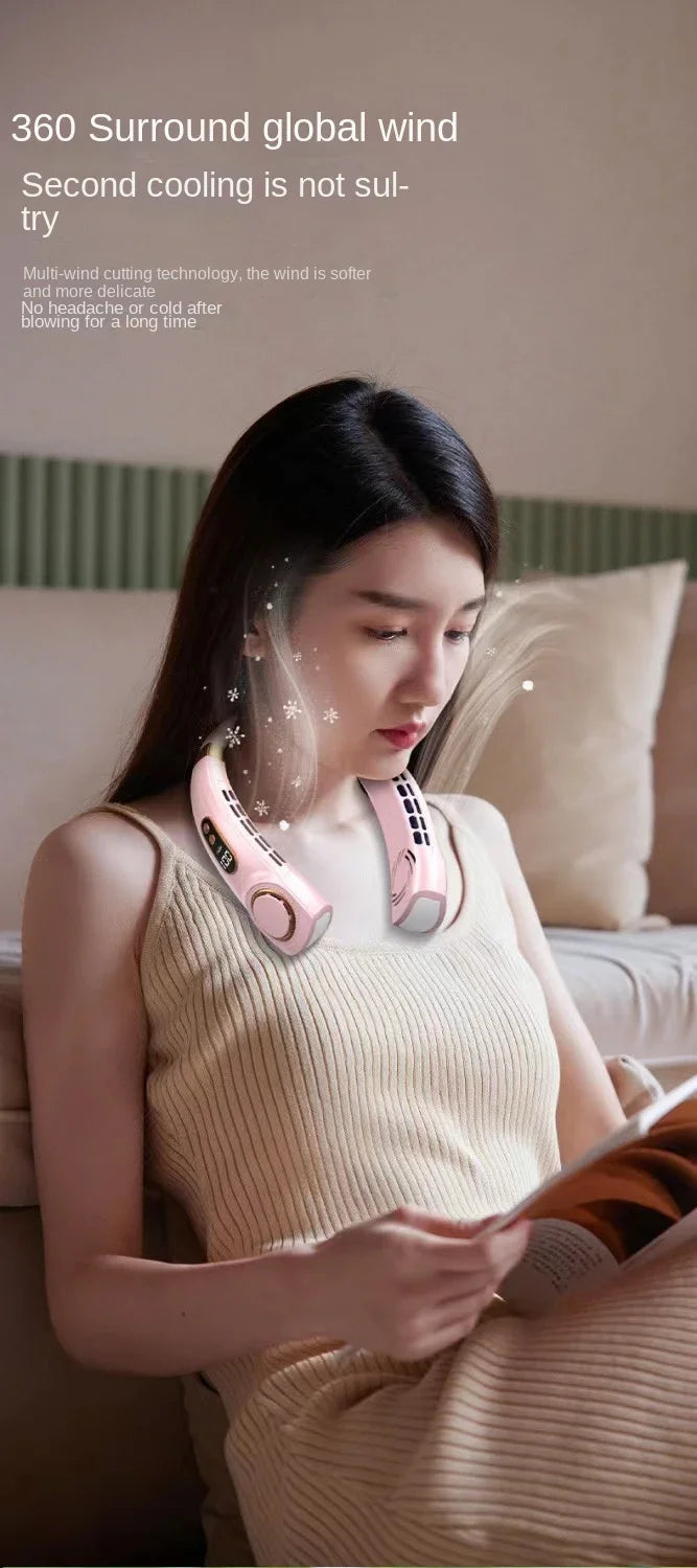 XIAOMI Charging Neck Fan 5 Speed Portable Digital Display 4000mAh Rechargeable Bladeless Electric fan Air Conditioner For Sport