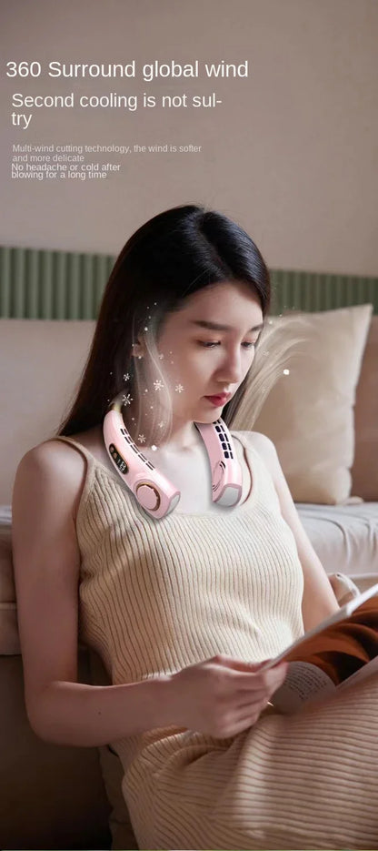 XIAOMI Charging Neck Fan 5 Speed Portable Digital Display 4000mAh Rechargeable Bladeless Electric fan Air Conditioner For Sport