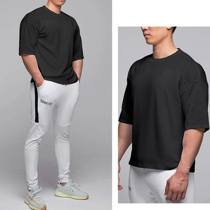 2023 Summer Gym T-Shirts fitness Oversized Breathable Men T Shirt High Quality Bodybuilding Men Clothes Top Tee