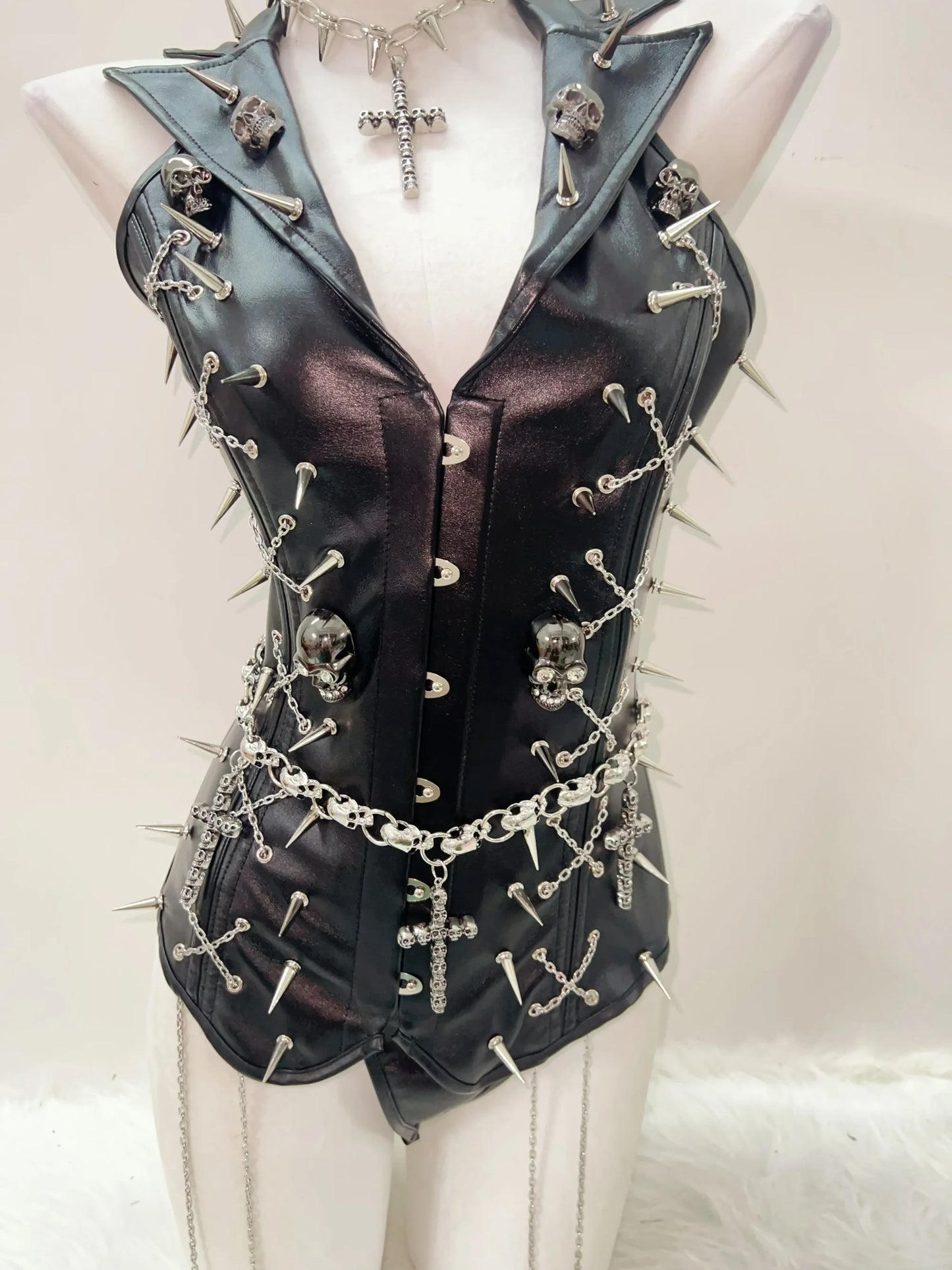 Skull Tank Tops Rivets  tops Cross Tank Tops y2k clothes y2k crop top Gothic Tank Tops Punk Tank Tops sexy top harajuku fashion