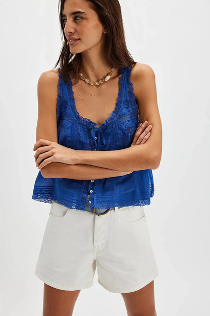 Sleeveless Tank Tops For Women Blouses Summer Boho Beach Wear 100%Cotton Splicing lace Shirts Loose Casual Ladies Blusas Camis