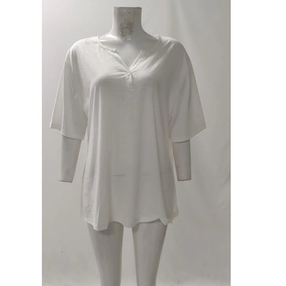 Tops For Women Women'S T Shirt Tee Print Button 3/4 Sleeve Daily Weekend Fashion Basic V Neck Regular Top Ropa De Mujer New