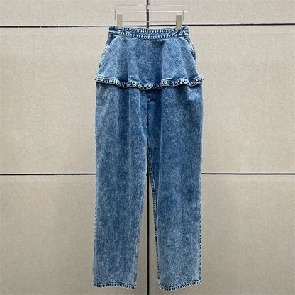 Women's jeans New retro washed women's pants for summer 2025 y2k pure cotton straight leg pants Low waist loose wide leg pants