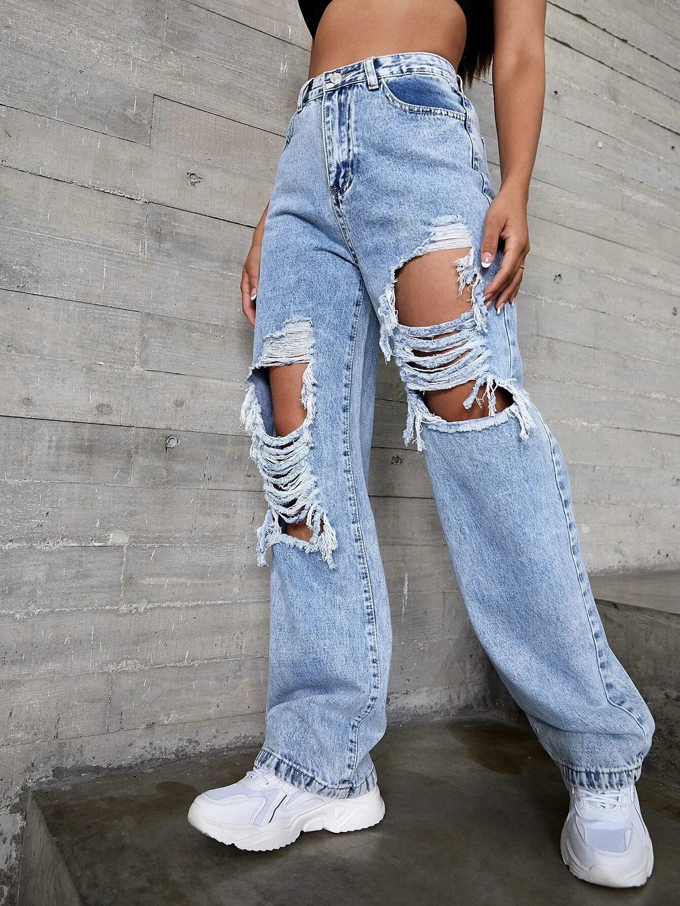 Europe and The United States New Women's Fashion Trend Ripped Jeans for Women