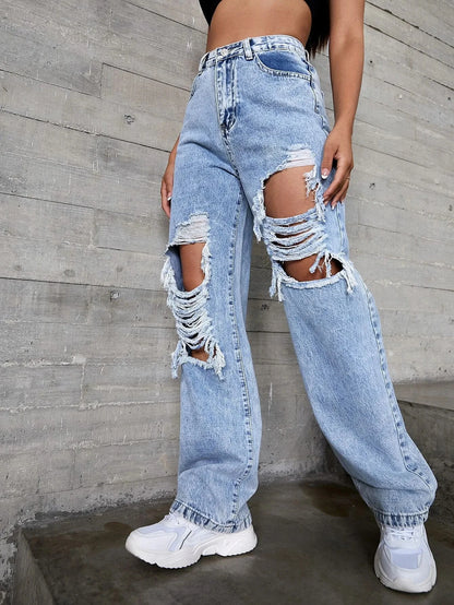 Europe and The United States New Women's Fashion Trend Ripped Jeans for Women