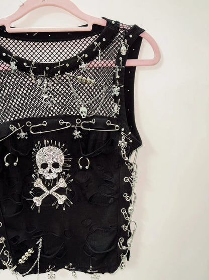 Cross Tank Tops y2k clothes y2k crop top Gothic Tank Tops Punk  Tops harajuku fashionSkull Tank Tops bustier top gothic clothes