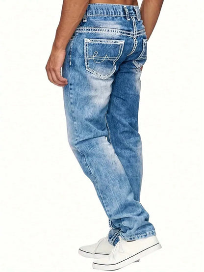 1Pc Y2K Blue Jeans Iefb Retro Frayed Jeans Denim Retro Jeans Tight Jeans