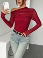 Autumn Winter Top Women 2025 Fall Fashion Off The Shoulder Long Sleeve Shirts Crop Tops Slim Fit Blouses Y2K Clothing Streetwear