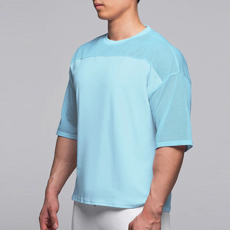 2023 Summer Gym T-Shirts fitness Oversized Breathable Men T Shirt High Quality Bodybuilding Men Clothes Top Tee