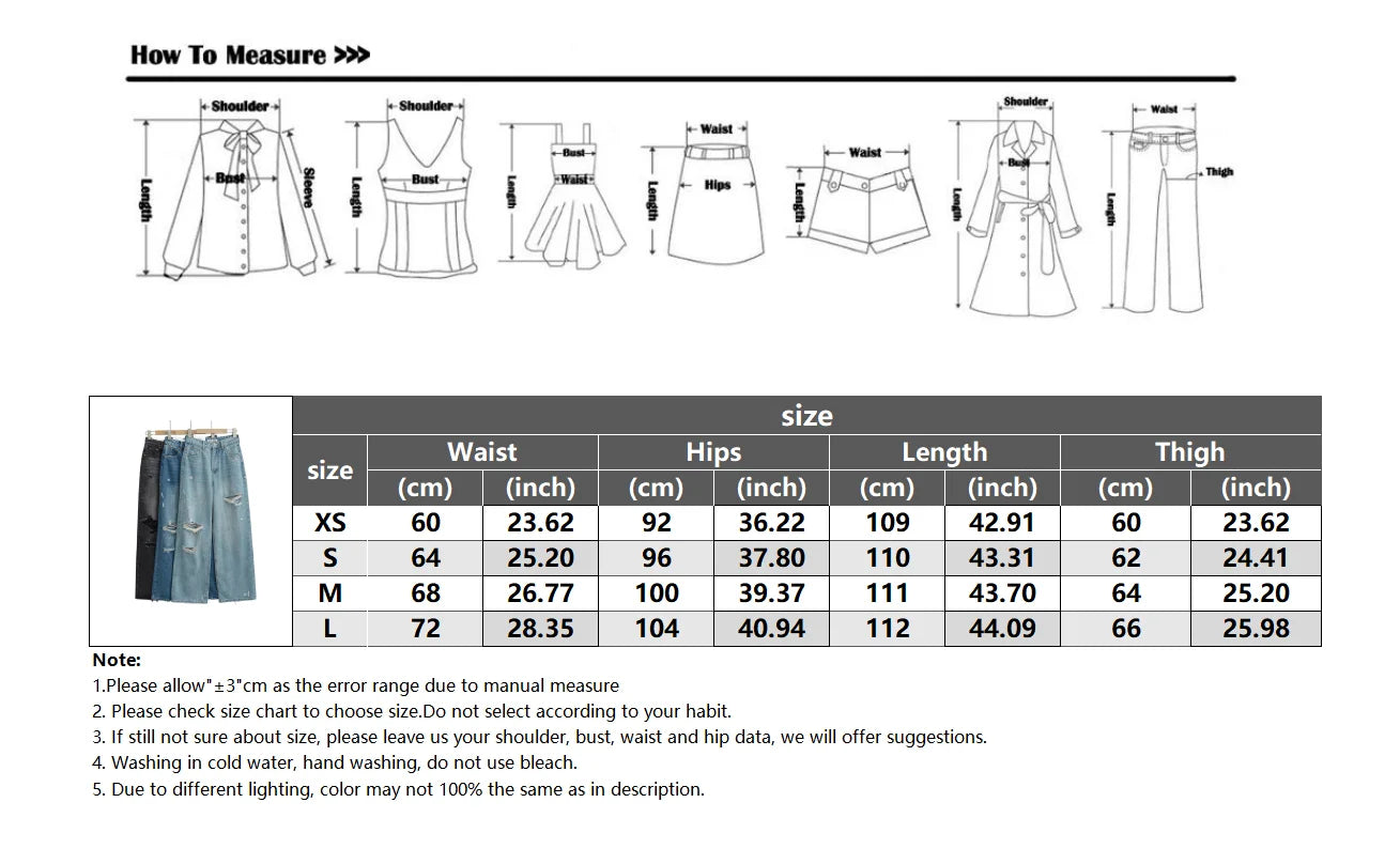 Women's Destroyed Jeans 2025 Spring Summer High Waist Loose Leg Floor-Length Distressed Denim Vintage Daily Staple