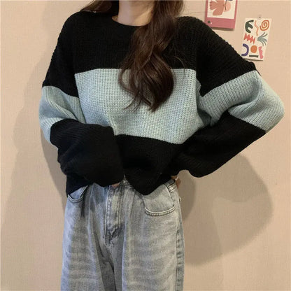 Tops Sweaters For Women With Headings Ladies Sweater Pullover Cropped Autumn 2025 Trend Cute Kawaii Black Knitted High Quality