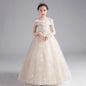 Long Dress 2025 Flower Girl Wedding Dresses Children GirlsGown Costume Kids Host Piano Outfits Birthday Party Vestido Princess