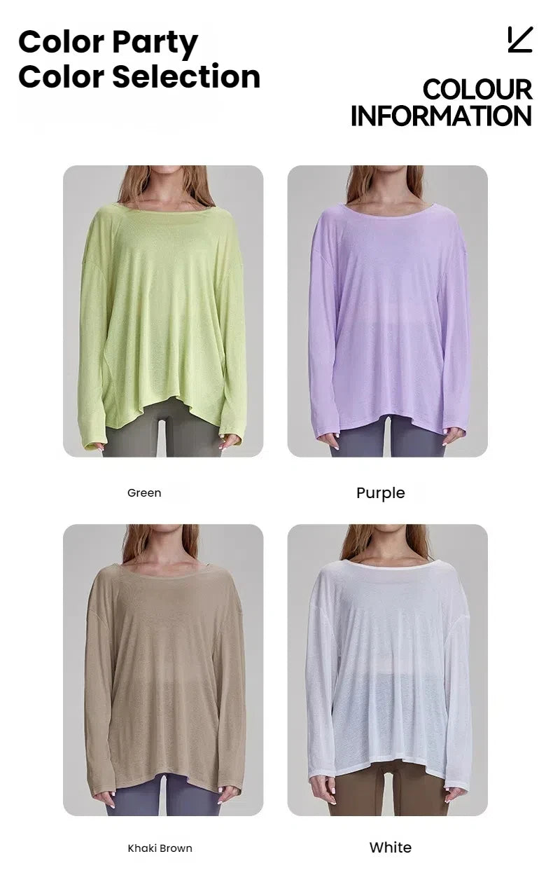 Women's Tops New Autumn Yoga Cover-up Loose Back Beauty Leisure Sports Fitness Top Light Breathable Long Sleeves Tee
