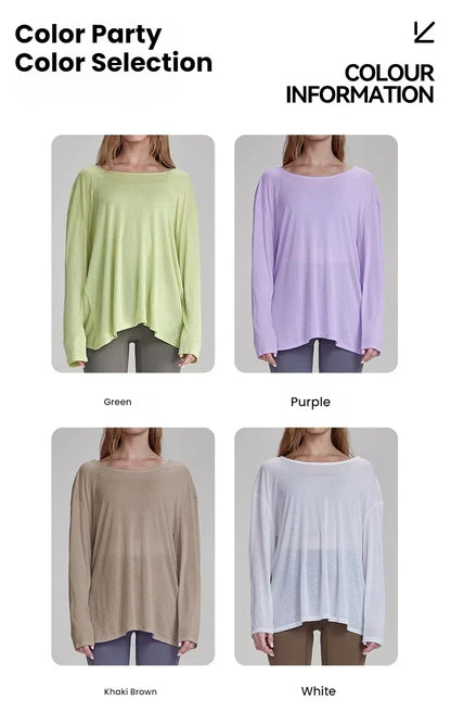 Women's Tops New Autumn Yoga Cover-up Loose Back Beauty Leisure Sports Fitness Top Light Breathable Long Sleeves Tee