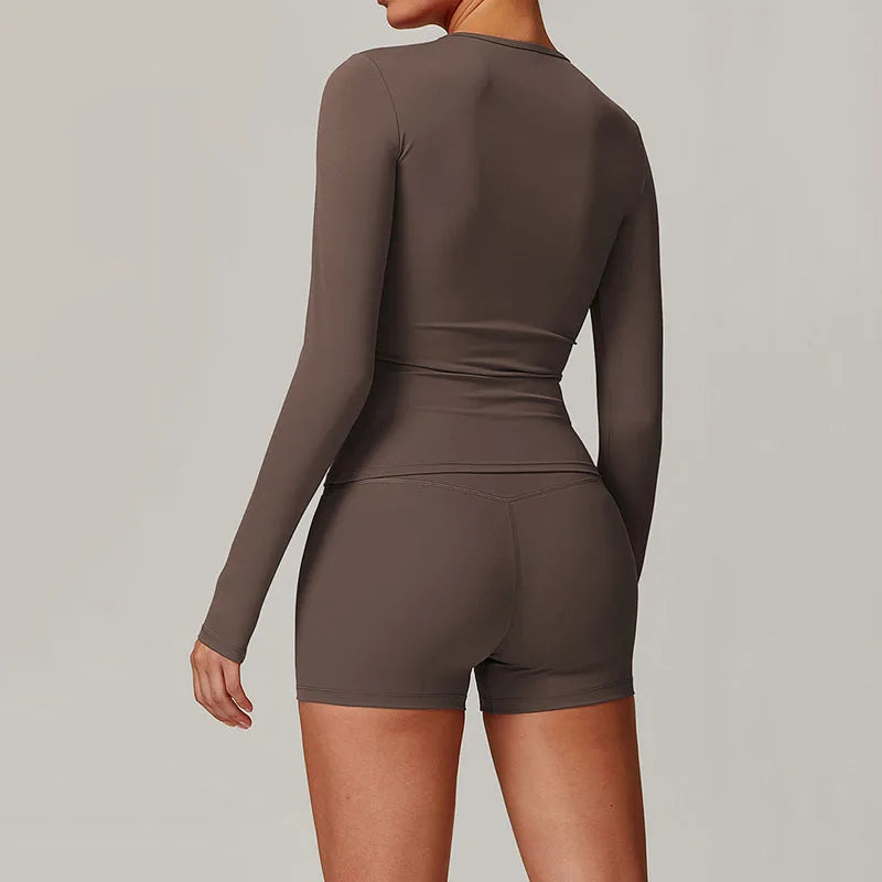 Women's Sports Fitness Clothing Slim Running Sweat Absorbing Skinny Yoga Clothes Quick Drying Clothes Long Sleeved T-shirt