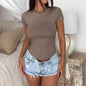 Tops for Women 2025 Spring and Summer Y2K Style Solid Color Slim Fit Short-sleeved T-shirt for Women