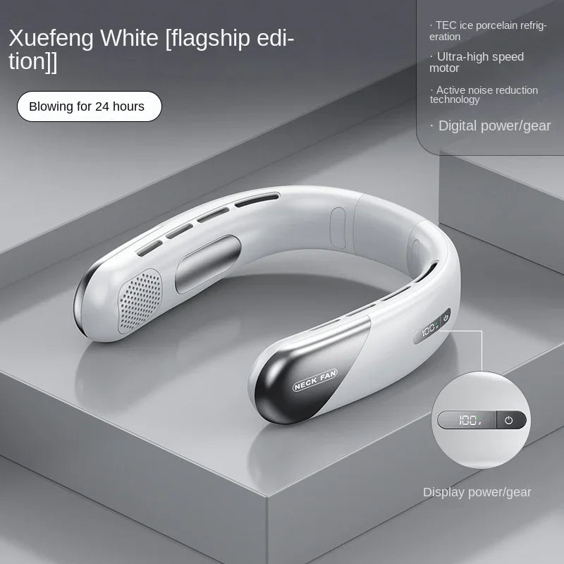 Xiaomi Portable Neck Fan Mini Bladeless Silent Neckband Fan USB Rechargeable 3 Speeds Mute Wireless Electric Cooler For Sport