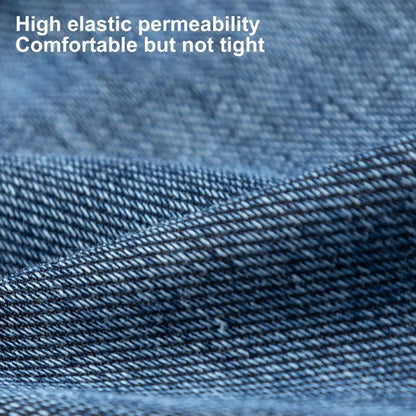 Women Jeans With Pockets Elastic High Waist Solid Color Full Length Pants Straight Wide Leg Trousers Sweatpant Daily Commuting