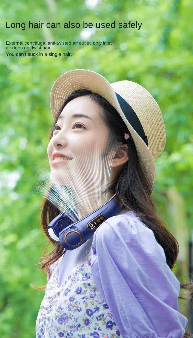 XIAOMI Charging Neck Fan 5 Speed Portable Digital Display 4000mAh Rechargeable Bladeless Electric fan Air Conditioner For Sport