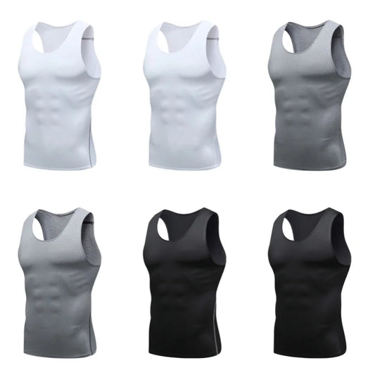 Men's Gyms Clothing Sports Fitness Tank Top Quick Dry Vest Workout Running Sportswear Tops Round Neck Sports Shirt