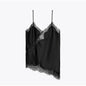 Summer Women Halter Top Satin Lace Spliced Tank Backless Deep Neck Sexy Vest Irregular Hem Vestidos 2025 Lady Vacation Sexy Tops