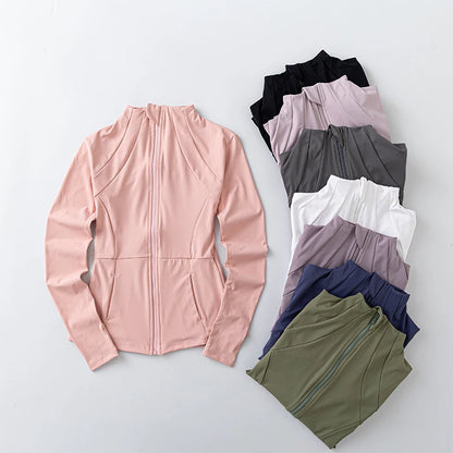 Yoga Clothes Windbreaker Women's Autumn Winter Professional Sports Jogging Cycling Long-sleeved Fitness Running Shirts Tops Gym