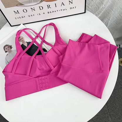 2 Piece Yoga Clothes Women's AthleticWear Gymwear Workout Clothes Gym Crop Top High Waist Legging Fitness Bra Set Sports Suits👚