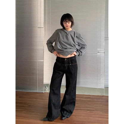 YIBASHU Women Black Grunge Jeans Japandi Style Oversize Jean Pants Vintage Harajuku Baggy Y2k Boyfriend Denim Trousers Clothes