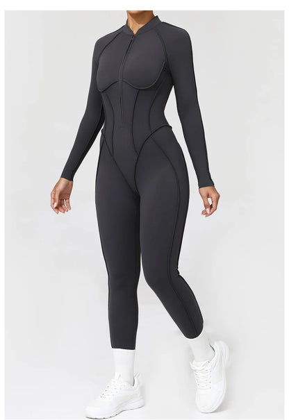 Yoga Suit Gym Set Women Training Sportswear Fitness Long Sleeved Sports Jumpsuit Women Push Up Female Workout Clothes Bodysuits