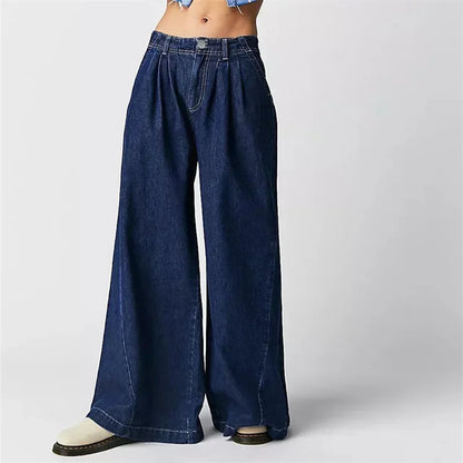 Fashion Vintage High Waist Wide Leg Jeans Women Loose Denim Pants Female Daily Commuter Casual Flared Trousers Trend Streetwear
