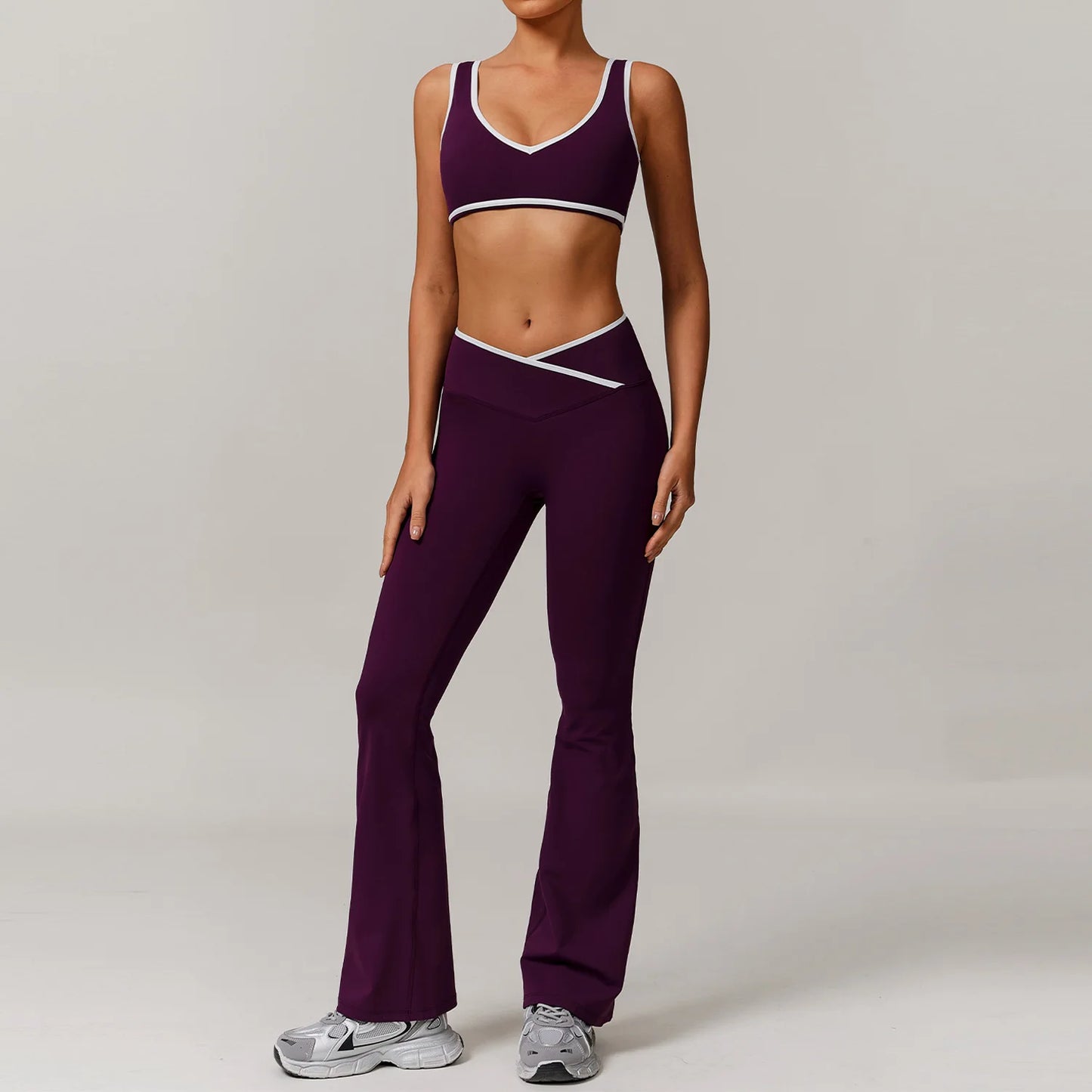 Women Gym Clothes Yoga Suits High Waist Two Piece Set Gym Leggings Yoga Sportswear Fitness Vest Crop Top Tracksuits Sports Bra