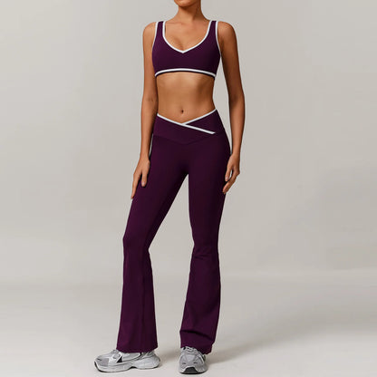 Women Gym Clothes Yoga Suits High Waist Two Piece Set Gym Leggings Yoga Sportswear Fitness Vest Crop Top Tracksuits Sports Bra