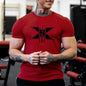 Men's Gym Fitness Clothing Man Cotton Sports Short Sleeve T-shirt Running Training Slim Printed Shirt Sweatshirt Casual Tops