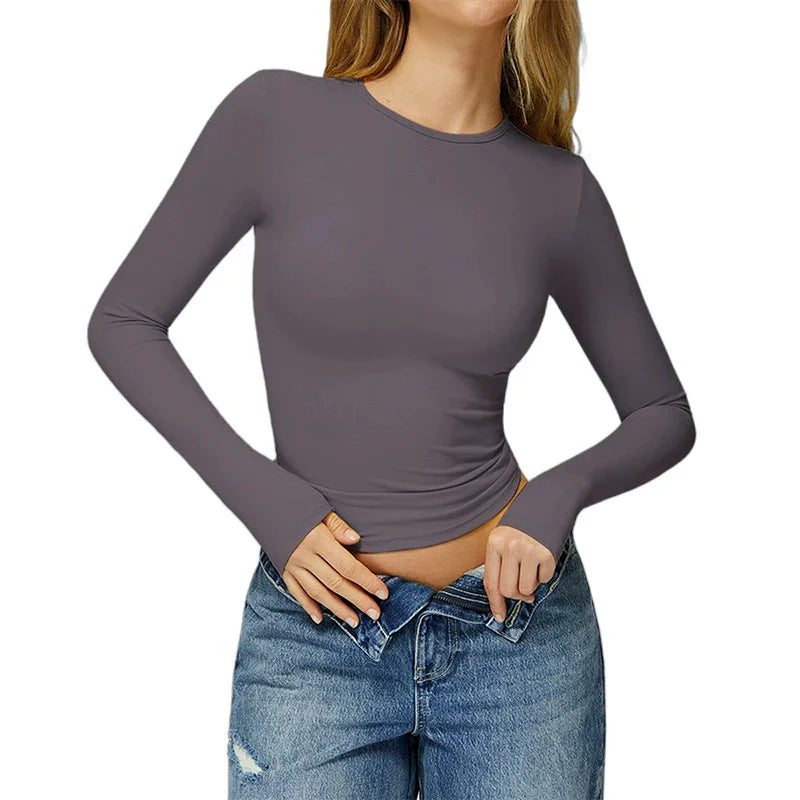 Women's Sports Fitness Clothing Slim Running Sweat Absorbing Skinny Yoga Clothes Quick Drying Clothes Long Sleeved T-shirt