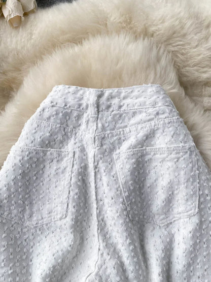 Ripped Jeans for Women Casual Streetwear New Spring Autumn High Waist Straight Leg Pants Fashion White Blue Denim Trousers