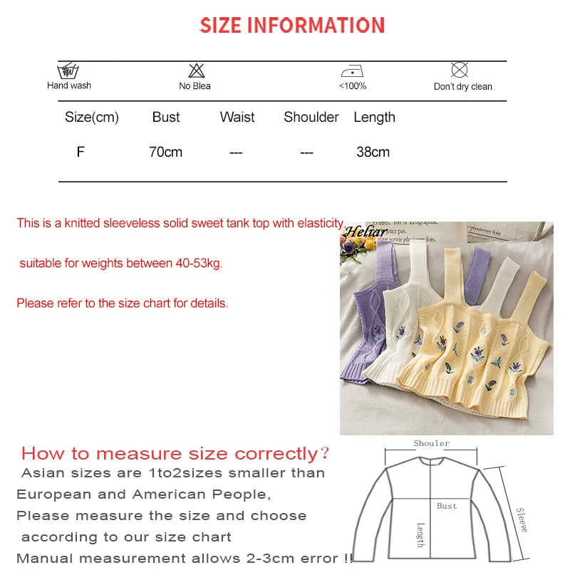 HELIAR Women Flower Embroidery Knitted Crop Tops Women Casual Tube Tops Casual Ribbed Cute Tops Crop Tops Women 2024 Summer