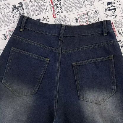 High Street Trendy Ripped Wide Leg Jeans for Women in Spring and Summer New High Waist Loose Fashion Floor Pants y2k Jeans Woman