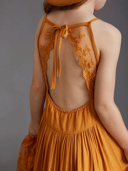 Plus Size Princess Girls Lace Long Dresses Baby Kids Flower Wedding Christmas Party Vestidos Children Clothing For 3-15 Years