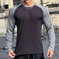 Gym Fitness T-shirt Men Long Sleeve Splice color Shirt Male Bodybuilding Tees Tops Running Sports Quick Dry Training Clothing