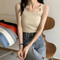 2025 Spring Women Crop Tops Strapy Casual Camis Sleeveless Tank Tops Cute Casual Tops Plain Camis Square Tops for Women Korean