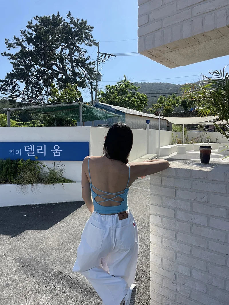 Korean Ins Retro Versatile High Waist Women's Straight Leg Jeans Summer New Fashion Loose Drawstring Design Women Wide Leg Jeans