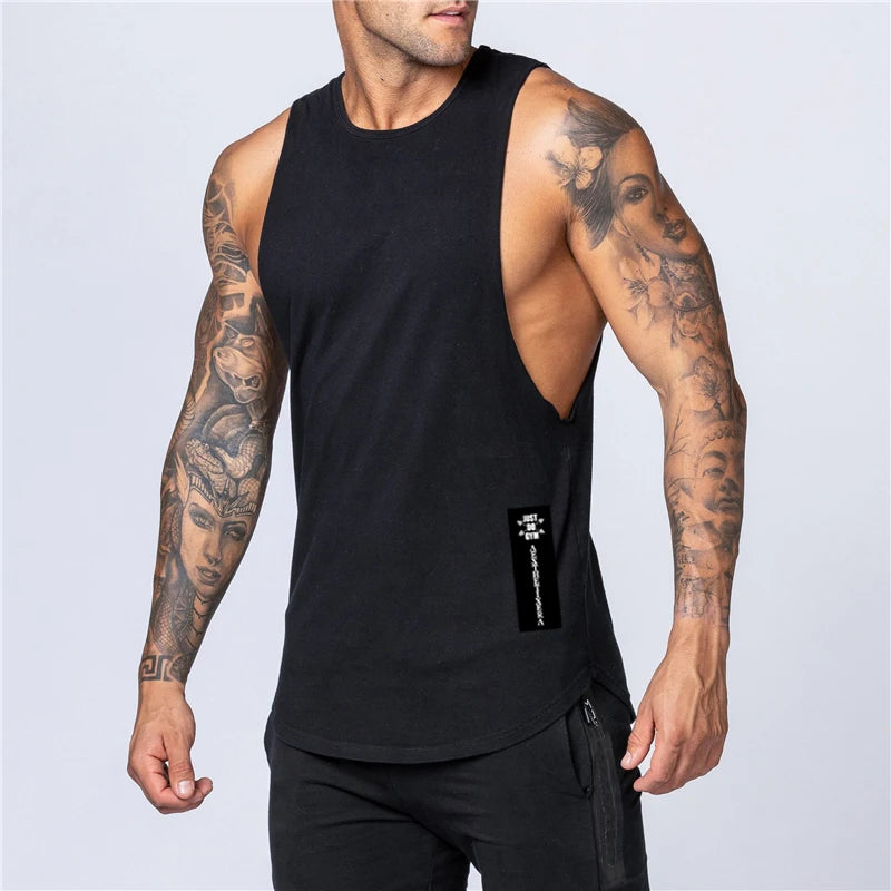 Gym Clothing Mens Bodybuilding Fitness Muscle Tank Tops Summer Cotton Breathable Sleeveless T-Shirts Sport Casual Loose Singlets