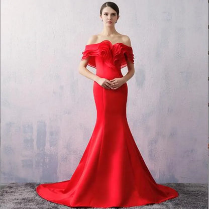 Off The Shoulder Wedding Dresses Robe De Mariée Stain Bride Gowns Court Train Backless Vestidos De Novia Women's