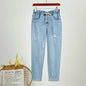2025 Fashion Women's Jeans Spring Autumn Denim Harem Pants Loose Large-size Elastic-waist Vintage Casual Trousers Female Jeans