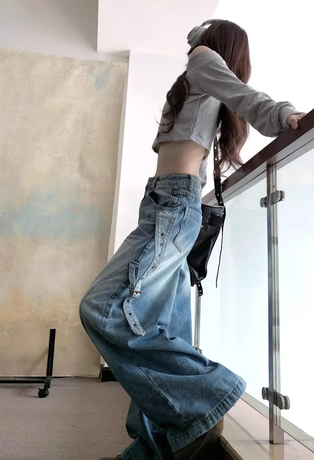 Womens Jeans High Waist Shot Pants for Women Straight Leg with Pockets Trousers Medium Hippie Good Quality Size X Larg Cool Xxl