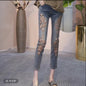 2025 Summer New Fashion Hollow Embroidered Jeans For Women Heavy Industry High Waist Slim Ankle-Length Pants Ladies Denim Pants