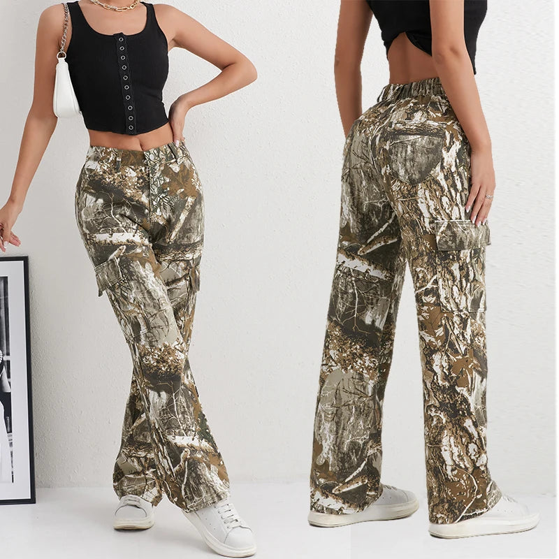 2025 Denim Pants Women's Jeans Camouflage Euramerican High Waist Girl Style Jean Trousers Colorful Straight Leg Wide Leg Pants
