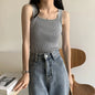 2025 Spring Women Crop Tops Strapy Casual Camis Sleeveless Tank Tops Cute Casual Tops Plain Camis Square Tops for Women Korean