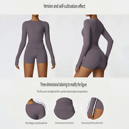 Women's Sports Fitness Clothing Slim Running Sweat Absorbing Skinny Yoga Clothes Quick Drying Clothes Long Sleeved T-shirt